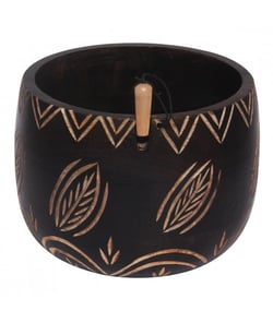 Bol Distributeur de laine imprimé tribal en bois - Knitpro Marron