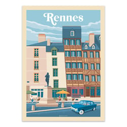 Affiche 30x40 cm - Rennes - Olahoop Travel Posters