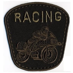 Ecusson thermocollant moto Racing noir 6.7cmx8cm