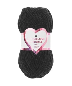 Pelote à tricoter CREATIVE CHENILLOVE SPARKLE - 100gr - Rico Design 06 Noir