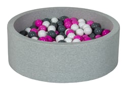 Piscine à balles Aire de jeu + 300 balles blanc, rose, gris - Velinda