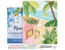 Peinture par Numéro Figured'Art avec Cadre - Club de la plage - Kit de Loisir Créatif DIY Numéro d'Art Complet - 40x50cm toile tendue sur châssis