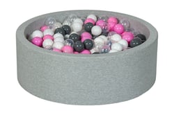 Piscine à balles Aire de jeu + 450 balles blanc, transparent, rose clair, gris - Velinda