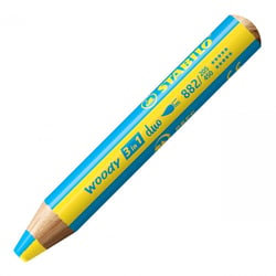 STABILO Crayon multi-talents woody 3en1 duo, jaune/bleu cyan