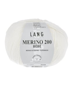 Pelote de laine à tricoter pour layette MERINO 200 BEBE - Lang Yarns 302 Ecru
