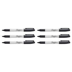 Lot de 6 marqueurs permanents pointe fine 0.9 mm - SHARPIE - Noir