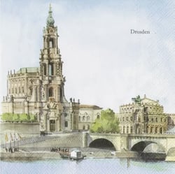 Lot de 4 serviettes en papier découpage collage 33 cm VILLE DRESDEN D 118