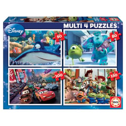4 puzzles Pixar Nemo Monstres et Cie Cars Toys Story - Educa Borras - Bleu