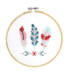 Kit Diamond Painting facile Plume : tambour à broder + strass