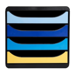 Module de classement Big Box 4 tiroirs Bee Blue - Couleurs assorties - Exacompta