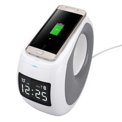 Enceinte Bluetooth 2 en 1 Avec Chargeur Sans Fil Certifié Qi Pour Smartphones, YONIS