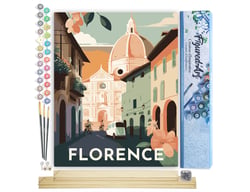 Peinture par Numéro Figured'Art - Affiche Vintage Florence - Kit de Loisir Créatif DIY Numéro d'Art Complet - 40x50cm toile roulée + châssis en bois à monter
