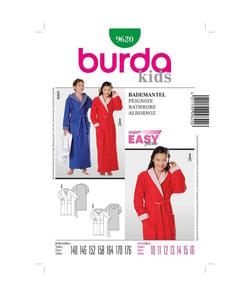 Patron Burda 9620 - Peignoir adolescent de 140 à 176 cm taille n°FR 10-16