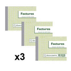 3 facturiers - Dupli - Autocopiants - 10,5x13,5cm - 50 feuilles - Exacompta - 13274E