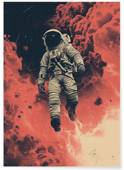 Affiche Astronaute et Nuages Cosmiques | A3 : 29,7x42cm
