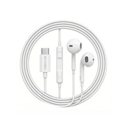 Mayaxess Écouteurs pour Galaxy A33 Filaires USB-C avec Micro intégré Blanc