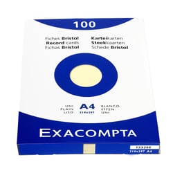 Étui de 100 fiches - bristol uni non perforé 210x297mm - Jaune - Exacompta