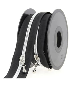 Fermeture à glissière Spirale N°4 avec tirettes rondes - Milward Noir et Argent