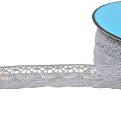 Bobine 25m dentelle éventail 19mm gris clair