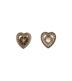 Bouton coeur strass blanc