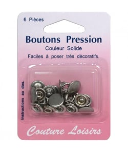 Boutons pression 11 mm couleur argent - Distrifil Sr Gris