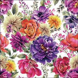 Lot de 4 serviettes en papier découpage collage 33 cm MIX DE FLEURS F 113