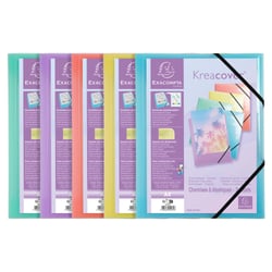 Chemise à élastiques 3 rabats polypropylène Kreacover Pastel - A4 - Couleurs assorties - x 25 - Exacompta