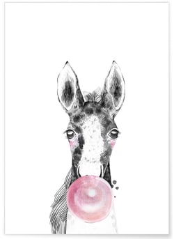 Affiche Bulle de Cheval Rose | A3 : 29,7x42cm