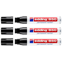 Lot de 3 marqueurs permanents - EDDING - Noir - Pointe biseautée 5-15 mm - Rechargeable