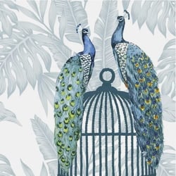 Lot de 4 serviettes en papier découpage collage 33 cm PAON BLEU O 200