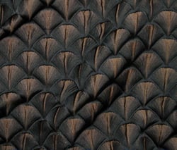 Tissu Jacquard d'habillement Éventails gaufrés bronze sur fond Noir