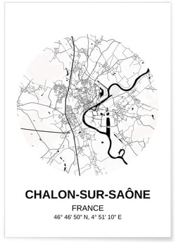 Affiche Carte Chalon-sur-Saône | A3 : 29,7x42cm