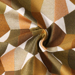 Tissu Jacquard  Mustang motif géométrique Or sur fond Vert kaki