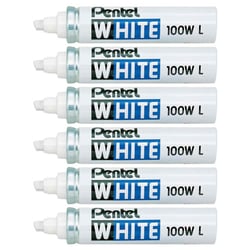 Lot de 6 marqueurs peinture permanents - PENTEL - Pointe biseautée 3-6 mm - Blanc
