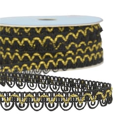 Bobine 25m Galon robe fil métallisé Noir 14mm