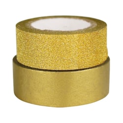 MégaCréa DIY - Ruban adhésif Doré Pailleté et doré uni 2 pièces