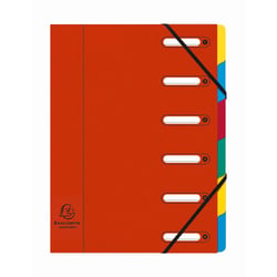 Trieur HARMONIKA® à fenêtres avec élastiques véritable carte lustrée 6 compartiments - Rouge - x 8 - Exacompta