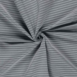 Tissu Bengaline de Viscose Lin Estelle fines rayures Blanche sur fond Gris
