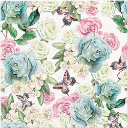 Lot de 4 serviettes en papier découpage collage 33 cm FLEUR JAUNE ROSE F 802
