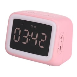 Mini Enceinte Bluetooth HD Avec Miroir LED Alarme Double Température Réelle Haut-Parleur Mains-Libres Rose YONIS