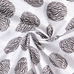 Tissu Coton imprimé Ronds zébrés sur fond Blanc