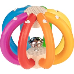 Hochet balle arc-en-ciel flexible avec grelot - Goki