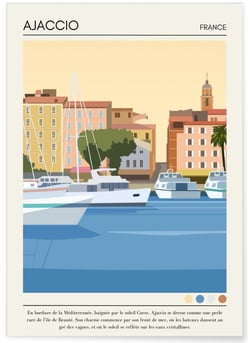 Affiche ville Ajaccio Vintage | A3 : 29,7x42cm
