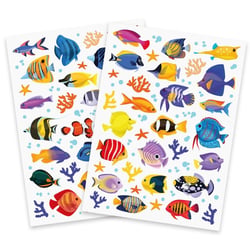 MégaCréa DIY - Gommettes Poissons réalistes 0,4 à 4,2 cm 133 pièces