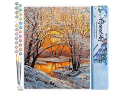 Peinture par Numéro Figured'Art - Arbres en Hiver - Kit de Loisir Créatif DIY Numéro d'Art Complet - 40x50cm sans châssis en bois