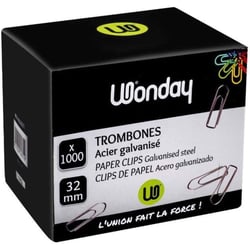 Trombones - Attaches lettre - 32mm - Boite de 1000 - Acier galvanisé - Bureau - Scolaire