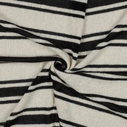 Tissu Jacquard Tricoté Rayé Noir sur fond Ecru