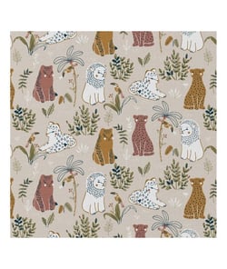 Tissu coton animaux de la savane de 135 cm de largeur Lin Marron vendu par 50 cm