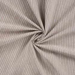Tissu Popeline de  Coton  rayures blanches Zira sur fond Taupe
