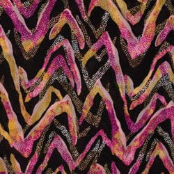 Tissu Tulle souple  Zigzag fuschia sur fond Noir